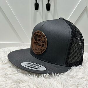 Flat bill SnapBack hat Blue collar dollar